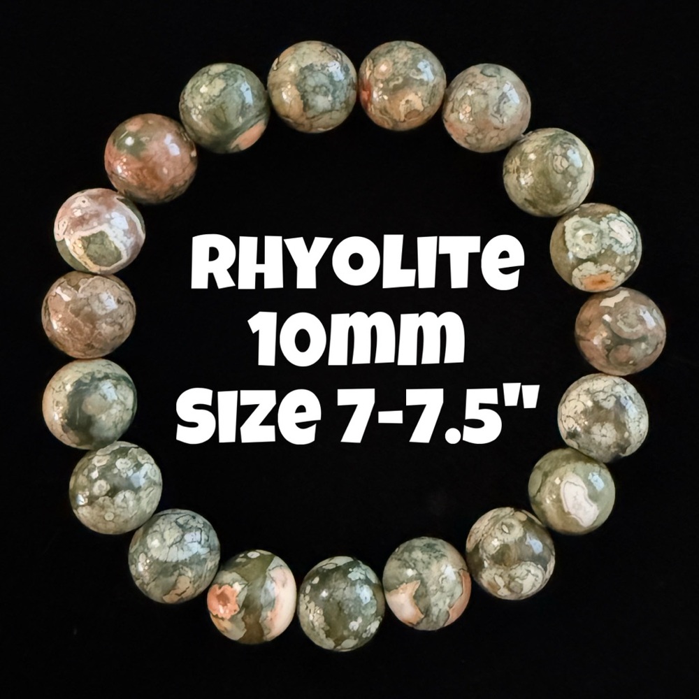 Authentic Rhyolite 10mm Beaded Stretchy Bracelet by‎ Bombshell Beads